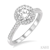 7/8 Ctw Diamond Engagement Ring with 5/8 Ct Round Cut Center Stone in 14K White Gold