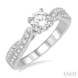 1/3 Ctw Round Diamond Semi-Mount Engagement Ring in 14K White Gold