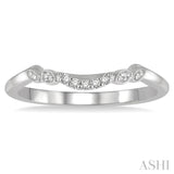 1/20 ctw Floral Lattice Shank Round Cut Diamond Wedding Band in 14K White Gold