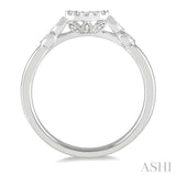 1/20 ctw Floral Lattice Shank Round Cut Diamond Wedding Band in 14K White Gold