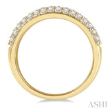 1/2 ctw Triple Row Pave Set Round Cut Diamond Band in 14K Yellow Gold