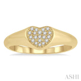 1/10 ctw Heart Signet Round Cut Diamond Stackable Ring in 10K Yellow Gold