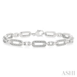 1/6 ctw Round Cut Diamond Paperclip Bracelet in Sterling Silver