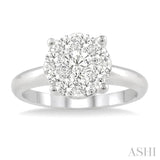 1.00 ctw Round Cut Lovebright Diamond Ring in 14K White Gold