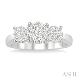 1.00 ctw Triple Circle Round Cut Lovebright Diamond Ring in 14K White Gold