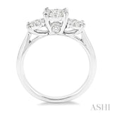 1.00 ctw Triple Circle Round Cut Lovebright Diamond Ring in 14K White Gold