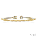 1 Ctw Pear Shape Round Cut Diamond Open Cuff Bangle in 14K Yellow Gold