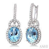 Oval Shape Gemstone & Diamond Earrings