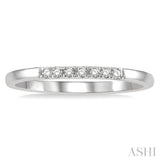 1/10 ctw Straight Row Center Round Cut Diamond Stackable Fashion Petite Band in 10K White Gold