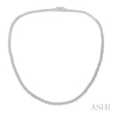 3 Ctw Chevron Round Cut Diamond Tennis Necklace in 14K White Gold