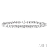 1/6 ctw Puffed Heart Plain and Round Cut Diamond Fashion Bracelet in Sterling Silver