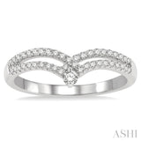 1/4 ctw Interlocked Twin Chevron Round Cut Diamond Fashion Ring in 14K White Gold