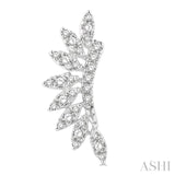 1/3 Ctw Arched Marquise Projection Single Cut Diamond Petite Fashion Earring in 14K White Gold