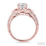 1 1/2 Ctw Diamond Engagement Ring with 3/4 Ct Round Cut Center Stone in 14K Rose Gold