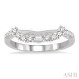 1/3 ctw Wide Curve Baguette and Round Cut Diamond Wedding Band in 14K White Gold