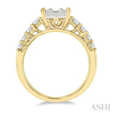 1.00 ctw Fusion Baguette and Round Cut Diamond Engagement Ring in 14K Yellow and White gold