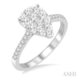 3/4 ctw Pear Shape Diamond Lovebright Ring in 14K White Gold