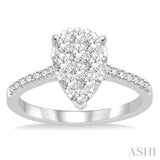 3/4 ctw Pear Shape Diamond Lovebright Ring in 14K White Gold