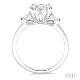 5/8 ctw Oval Shape Lovebright Baguette and Round Cut Diamond Cluster Ring in 14K White Gold