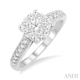 3/4 ctw Lovebright Round Cut Diamond Engagement Ring in 14K White Gold