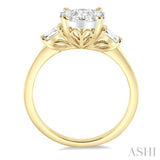 3/4 ctw Round and Baguette Diamond Lovebright Engagement Ring in 14K Yellow and White gold