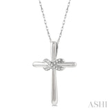 1/20 Ctw Infinity Round Cut Diamond Cross Pendant With Chain in 10K White Gold