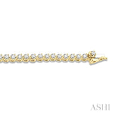 3 Ctw Tri-Prong Round Cut Diamond Tennis Bracelet in 14K Yellow Gold