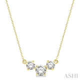 1 1/4 ctw Three Stone Round Cut Diamond Necklace in 14K Yellow Gold