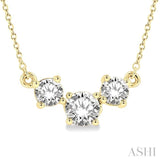 1 1/4 ctw Three Stone Round Cut Diamond Necklace in 14K Yellow Gold