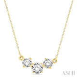 1 1/2 ctw Three Stone Round Cut Diamond Necklace in 14K Yellow Gold