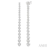 1 Ctw Round Cut Diamond Riviera Drop Earring in 14K White Gold