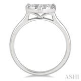 1.00 ctw Round Cut Diamond Heart Shape Lovebright Ring in 14K White Gold