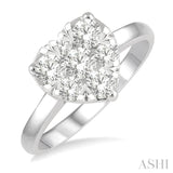 3/4 ctw Round Cut Diamond Heart Shape Lovebright Ring in 14K White Gold