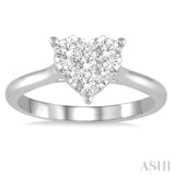 1/2 ctw Round Cut Diamond Heart Shape Lovebright Ring in 14K White Gold