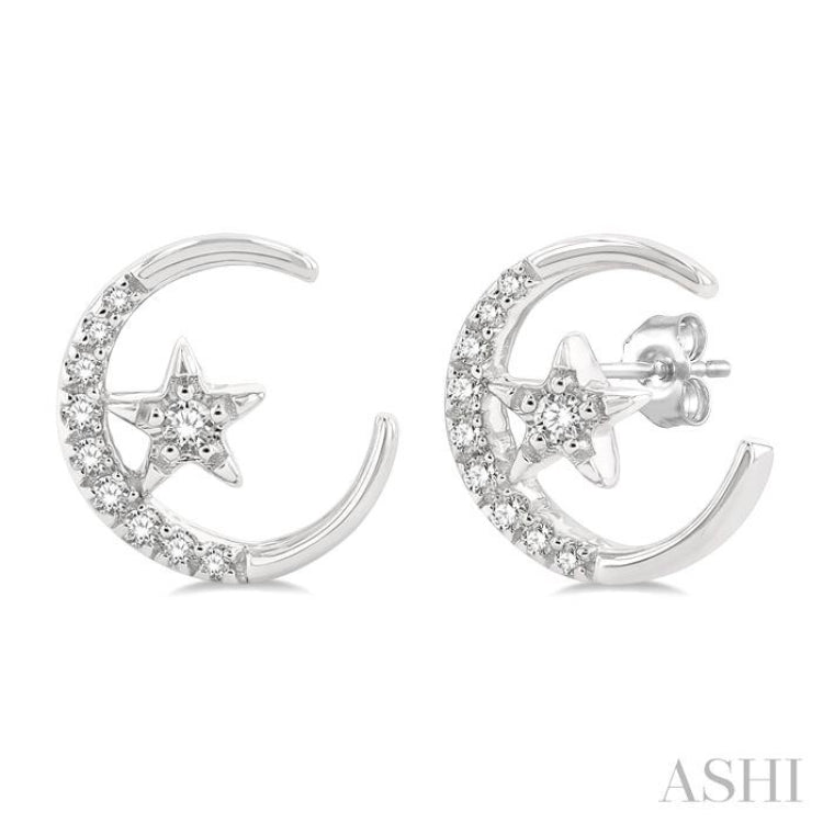 Crescent Moon & Star Petite Diamond Fashion Earrings - 644F8JHADTSERWG ...