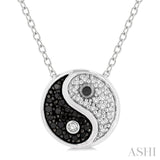 1/6 Ctw Tao Yin Yang Petite White & Black Round Cut Diamond Fashion Pendant With Chain in 10K White Gold