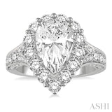 Pear Shape Semi-Mount Halo Diamond Engagement Ring