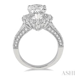 Pear Shape Semi-Mount Halo Diamond Engagement Ring