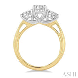 1 1/2 Ctw Past, Present and Future Round Cut Diamond Precious Ring in 14K Yellow and White Gold