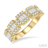 3/4 ctw Baguette and Round Cut Diamond Fusion Ring in 14K Yellow Gold