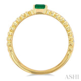 4x3 MM Emerald and 1/5 ctw Single Cut Diamond Precious Split Twin Ring in 10K Yellow Gold