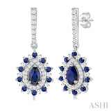 5x3 MM Pear Cut & 1.45 MM Round Cut Sapphire and 1/3 ctw Round Cut Diamond Precious Earring in 14K White Gold