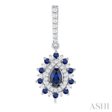 5x3 MM Pear Cut & 1.45 MM Round Cut Sapphire and 1/3 ctw Round Cut Diamond Precious Earring in 14K White Gold