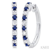 1.80 MM Round Shape Sapphire and 1/4 ctw Round Cut Diamond Precious Stack Band in 10K White Gold