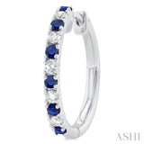 1.80 MM Round Shape Sapphire and 1/4 ctw Round Cut Diamond Precious Stack Band in 10K White Gold