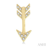 1/10 ctw Petite Arrow Round Cut Diamond Fashion Stud Earring in 10K Yellow Gold