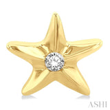 1/20 ctw Sealife Petite Starfish Round Cut Diamond Fashion Stud Earring in 10K Yellow Gold