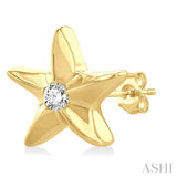 1/20 ctw Sealife Petite Starfish Round Cut Diamond Fashion Stud Earring in 10K Yellow Gold