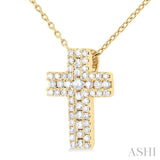 1/4 ctw Cross Round Cut Diamond Fashion Pendant With Chain in 14K Yellow Gold