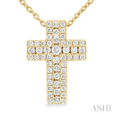 1/4 ctw Cross Round Cut Diamond Fashion Pendant With Chain in 14K Yellow Gold